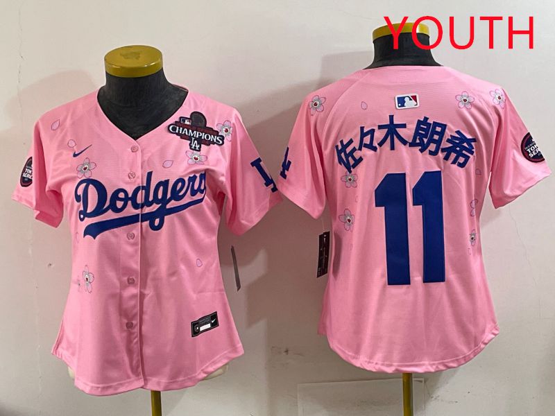 Youth Los Angeles Dodgers 11 R.Sasaki Pink Sakura Edition 2025 Nike MLB Jersey style 8